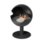 Biokominek-wolnostojacy-VAUNI-GLOBE-HIGH-BLACK-z-paleniskiem-Mystic-Graphite-Liner