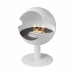 Biokominek-wolnostojacy-VAUNI-GLOBE-HIGH-WHITE-z-paleniskiem-Mystic-Graphite-Liner