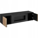 Szafka-RTV-CAMERON-z-biokominkiem-lamele-HICKORY-JACKSON-Czarny-163cm-Marka-ASM